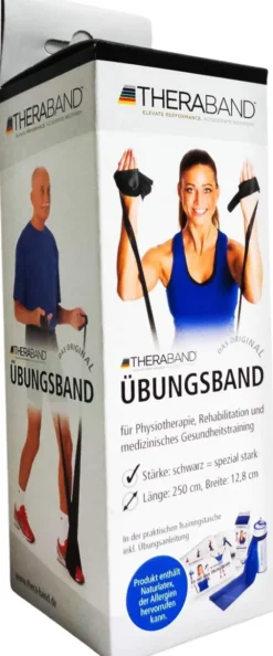 Thera Band Übungsband 2,5 M Schwarz in Reißverschlusstasche