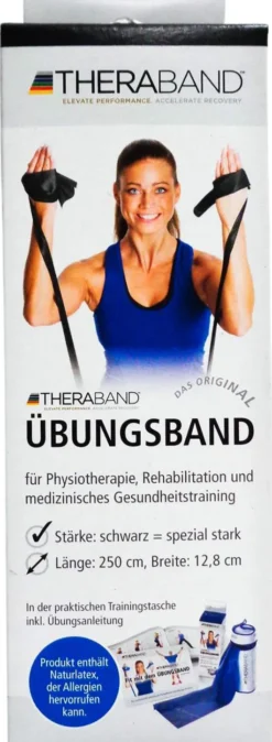 Thera Band Übungsband 2,5 M Schwarz in Reißverschlusstasche