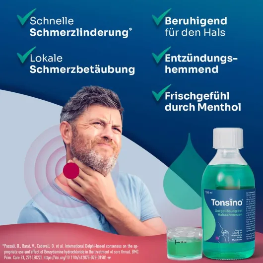 Tonsino Gurgellösung bei Halsschmerzen 120 ml