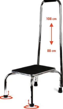 Trittstufe mit höhenverstellbarem Haltegriff 88 - 108 cm