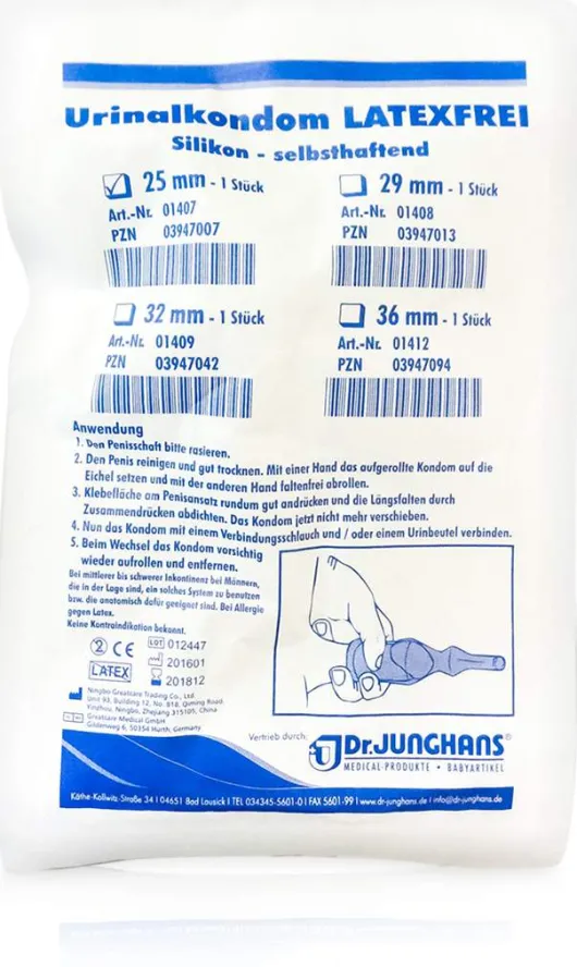 Urinalkondom 25 mm Latexfr. Selbsthaftend 1 Stück
