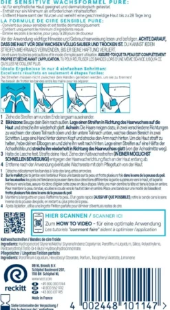 Veet Kaltwachsstreifen Bikinizone und Achseln 16 Stück + 4 Tücher