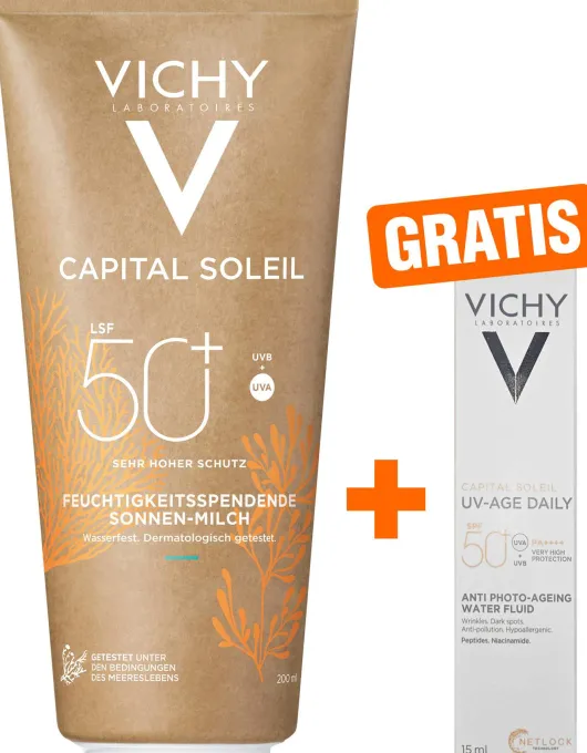 Vichy Capital Soleil feuchtigkeitsspendende Sonnen-Milch LSF 50+ 200 ml + gratis Vichy Capital Soleil LSF 50+ 15 ml
