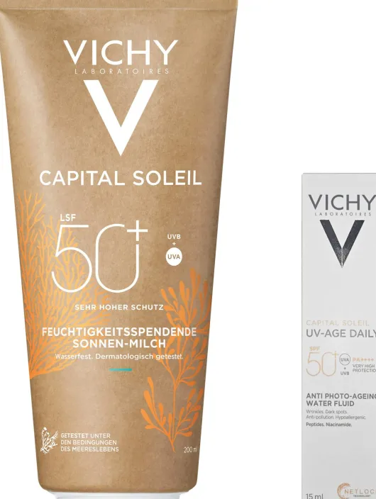 Vichy Capital Soleil feuchtigkeitsspendende Sonnen-Milch LSF 50+ 200 ml + gratis Vichy Capital Soleil LSF 50+ 15 ml
