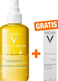 Vichy Capital Soleil Hyaluron Sonnenspray LSF 30 200 ml + gratis Vichy Capital Soleil UV-Age Daily LSF 50+ 15 ml
