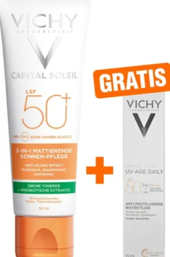Vichy Capital Soleil mattierende Sonnenpflege LSF 50+ 50 ml + gratis Vichy Capital Soleil UV-Age Daily LSF 50+ 15 ml