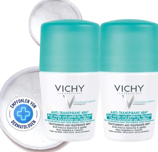 Vichy Deo Roll On Anti Flecken 48h 2 x 50 ml Creme