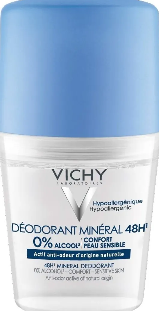 Vichy Deo Roll On Mineral 48h ohne Aluminium und Alkohol 50 ml Creme