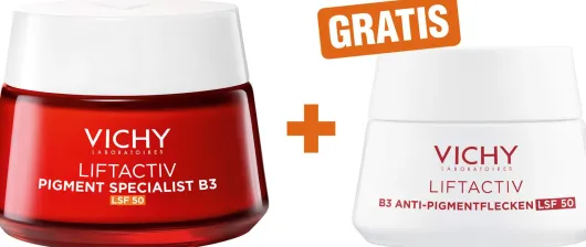 Vichy Liftactiv B3 Anti-Pigmentflecken LSF 50 Creme 50 ml + gratis Vichy Liftactiv B3 Anti-Pigmentflecken LSF 50 15 ml