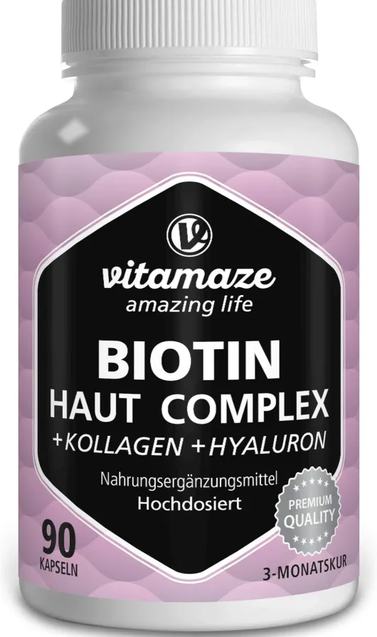 Vitamaze Biotin Haut Komplex Hochdosiert + Kollagen + Hyaloron...