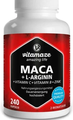 Vitamaze Maca 4.000 mg + L-Arginin + Vitamine + Zink 240 Kapseln