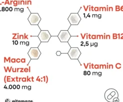 Vitamaze Maca 4.000 mg + L-Arginin + Vitamine + Zink 240 Kapseln