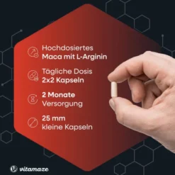 Vitamaze Maca 4.000 mg + L-Arginin + Vitamine + Zink 240 Kapseln