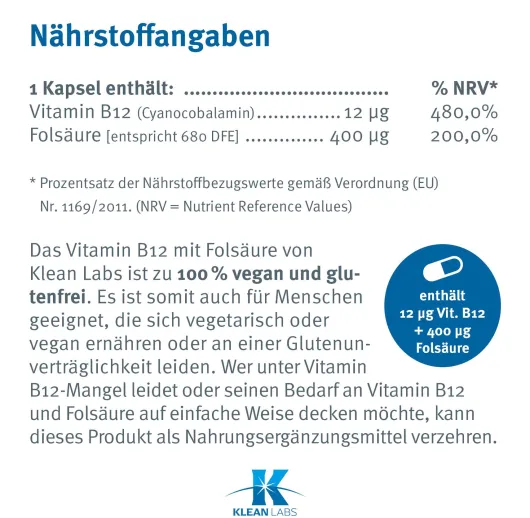 Vitamin B12 + Folsäure Kapseln
