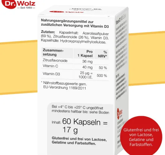 Vitamin D3 1000 I.E. Plus Dr.Wolz 60 Kapseln
