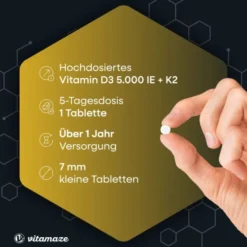 Vitamin D3 K2 5000 I.E. hochdosiert Tabletten 180 Stück