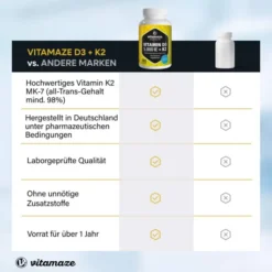 Vitamin D3 K2 5000 I.E. hochdosiert Tabletten 180 Stück