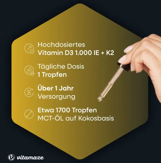 Vitamin D3 K2 1000 I.E. Tropfen Hochdosiert 50ml