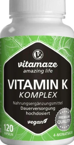 Vitamin K1+k2 Komplex Hochdosiert Vegan Kapseln 120 Stück