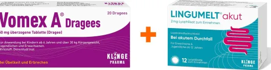 Vomex A Dragees 50 mg 20 Tabletten + Lingumelt akut 2 mg Lyophilisat 12 Stück