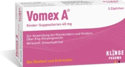 Vomex A Kinder-Suppositorien 40 mg 5 Stück
