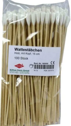 Wattestab Mit Wattekopf 15 cm Holz im Polybeutel 100 Stück