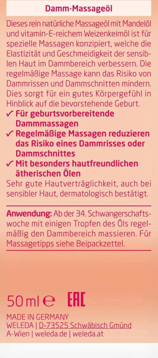 Weleda Damm Massageöl 50 ml