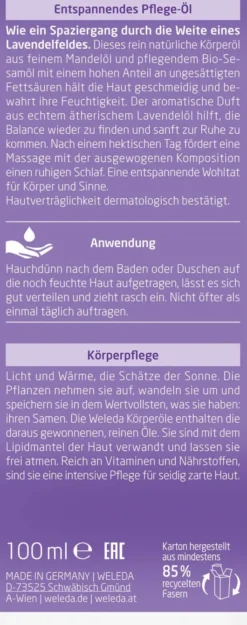 Weleda Lavendel Entspannendes Pflege Öl 100 ml