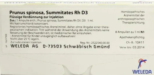 Weleda Prunus Spinosa Summitates Rh D3 8 X 1 ml Ampullen