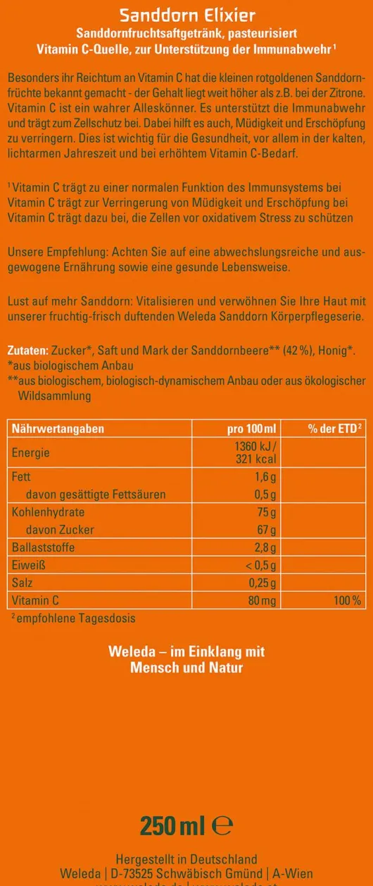 Weleda Sanddorn Elixier 250 ml