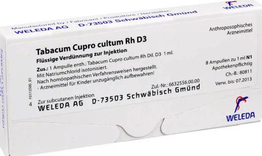Weleda Tabacum Cupro Cultum Rh D3 8 X 1 ml Ampullen