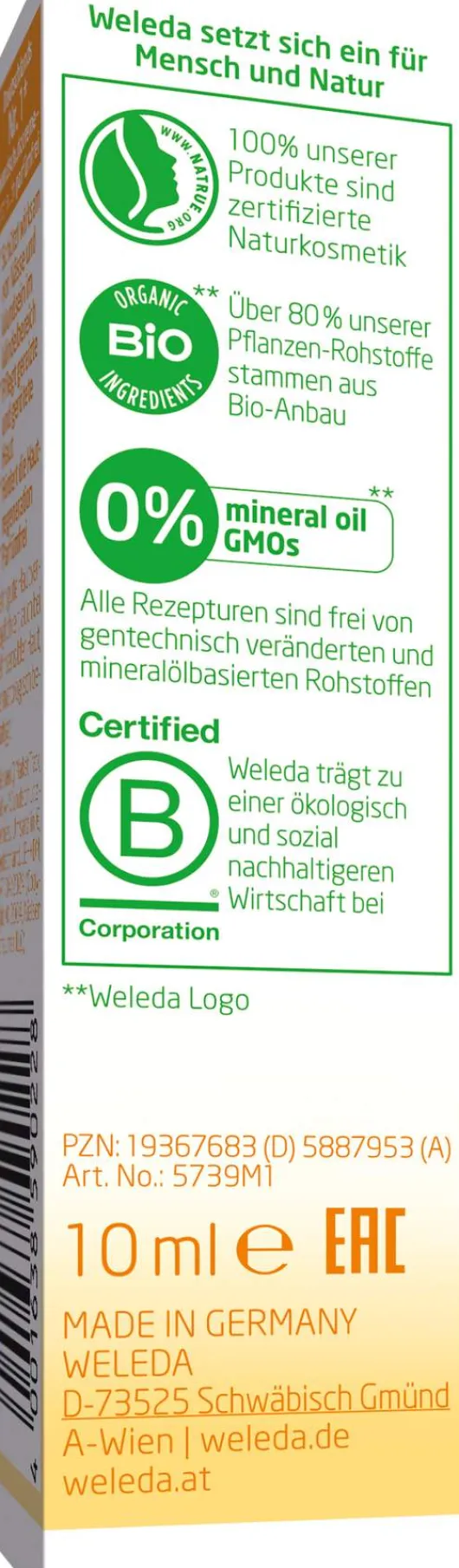 Weleda Wundschutzcreme Parfümfrei Calendula 10 ml