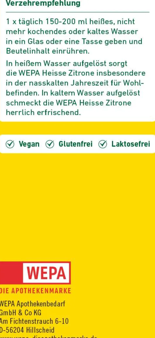 WEPA Heisse Zitrone + Vitamin C 10 X 10 G Pulver