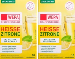 WEPA heisse Zitrone + Vitamin C + Calcium zuckerfrei 2 x 10 Beutel