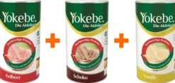 Yokebe Erdbeer lactosefrei NF2 Pulver 500 g + Schoko 500 g + Vanille 500 g Pulver