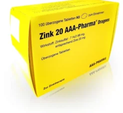 Zink 20 Aaa Pharma Dragees 100 Überzogene Tabletten