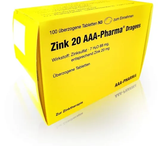 Zink 20 Aaa Pharma Dragees 100 Überzogene Tabletten