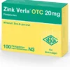 Zink Verla Otc 20 mg 100 Filmtabletten